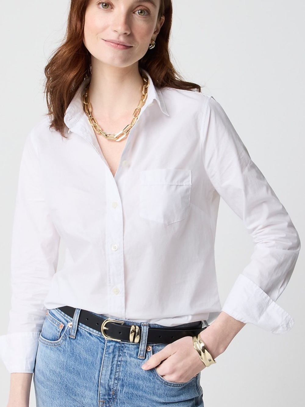 NEW J. Crew Cotton Poplin Signature Fit Button-Down Shirt Women’s Size Small